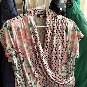 DKNY Floral and Geometric Blouse